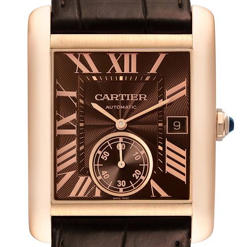 Photo of Cartier Tank MC Rose Gold Brown Dial Brown Strap Mens Watch W5330002