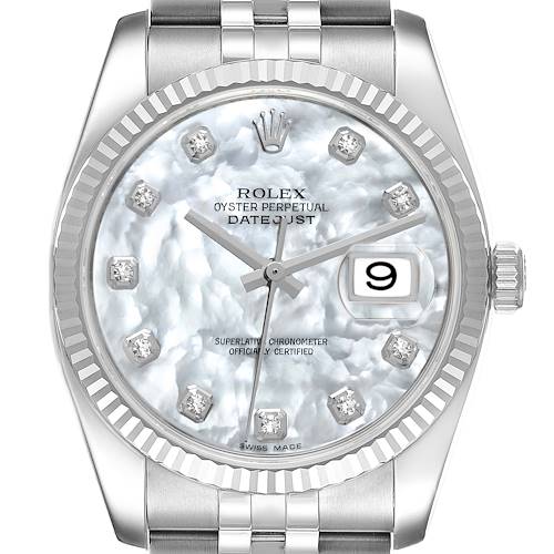Photo of Rolex Datejust 36 Mother of Pearl Diamond Dial Steel Mens Watch 116234