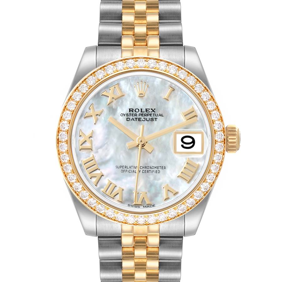 Rolex Datejust Midsize Steel Yellow Gold Mother of Pearl Diamond Ladies Watch 178383 Box Card SwissWatchExpo
