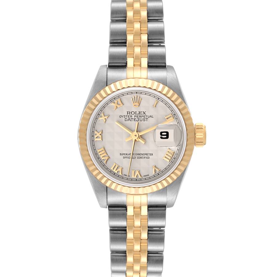 Rolex Datejust Steel Yellow Gold Ivory Pyramid Dial Ladies Watch 69173 SwissWatchExpo