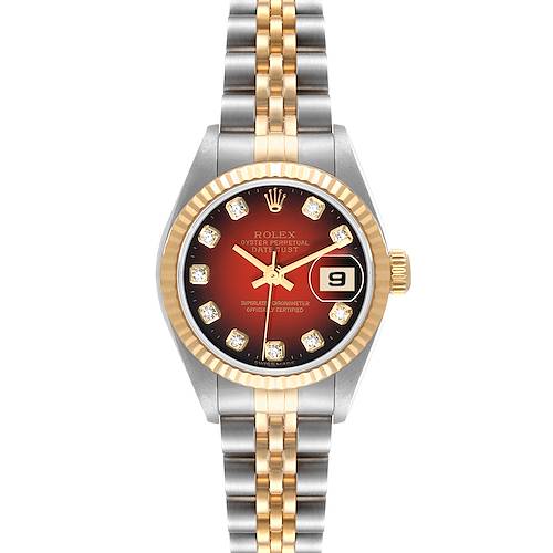 Photo of Rolex Datejust Steel Yellow Gold Red Vignette Diamond Watch 79173