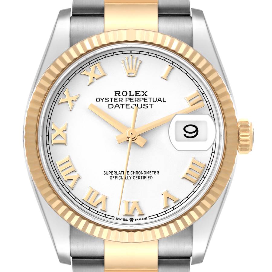 Rolex Datejust Steel Yellow Gold White Dial Mens Watch 126233 Box Card SwissWatchExpo