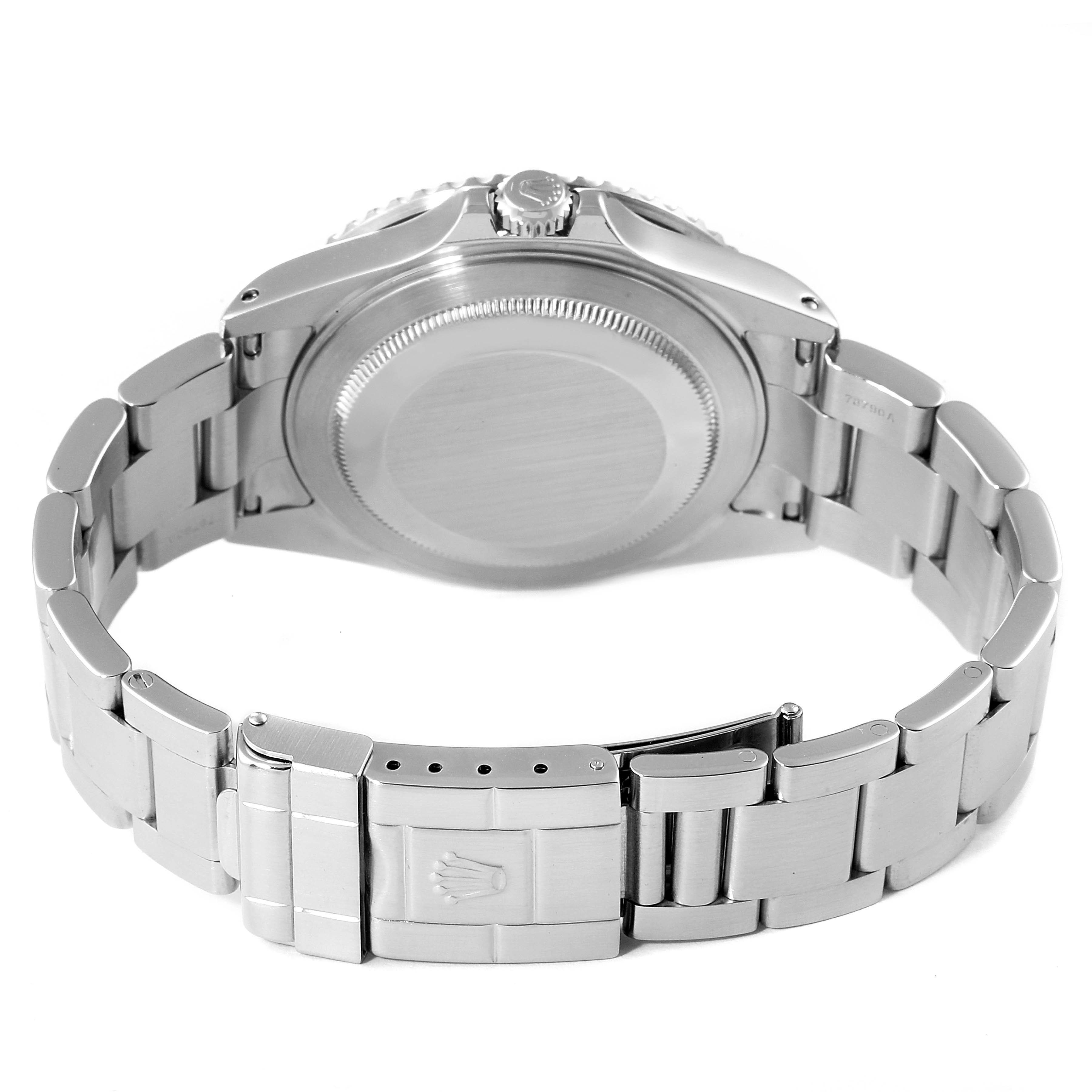 The image shows the back case and bracelet of a Rolex GMT-Master 16710 Men
s Stainless Steel Black Dial 16710 Men
s Stainless Steel Black Dial watch, viewed from a rear angle.