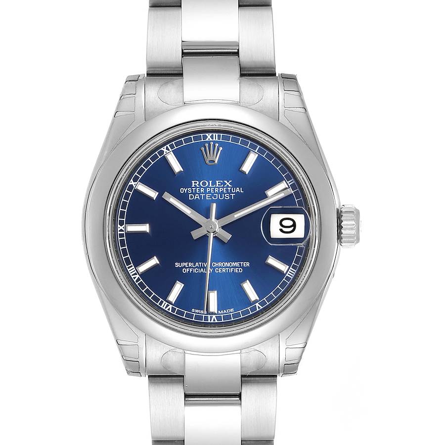 Rolex Midsize Datejust Blue Dial Stainless Steel Ladies Watch 178240 Unworn SwissWatchExpo
