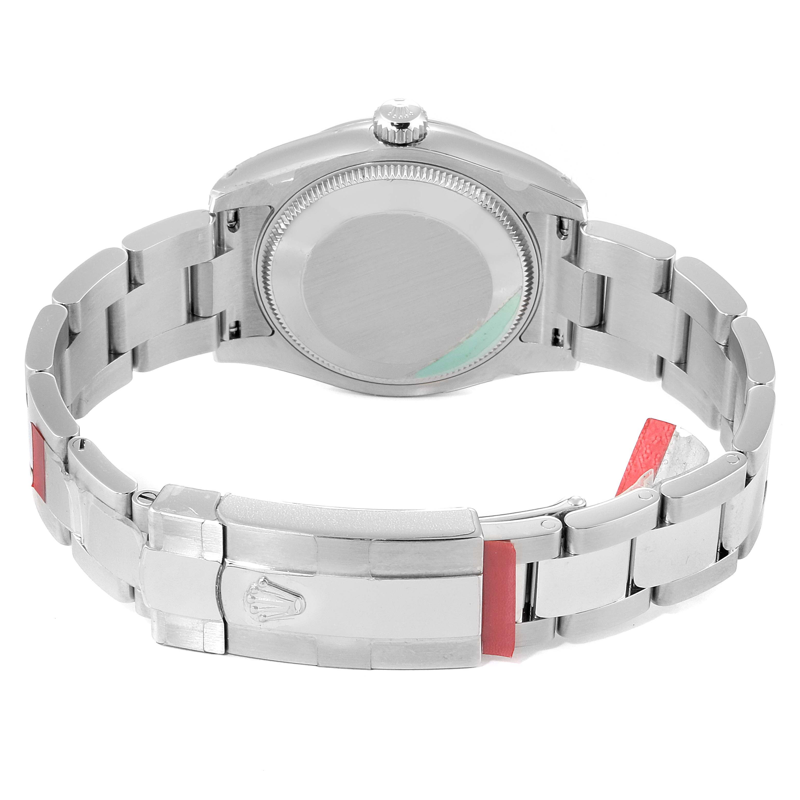 The image shows the back view of a Rolex Mid-Size 178240 Women's Stainless Steel Blue Dial 178240 Women's Stainless Steel Blue Dial watch, highlighting the case back, bracelet, and clasp.