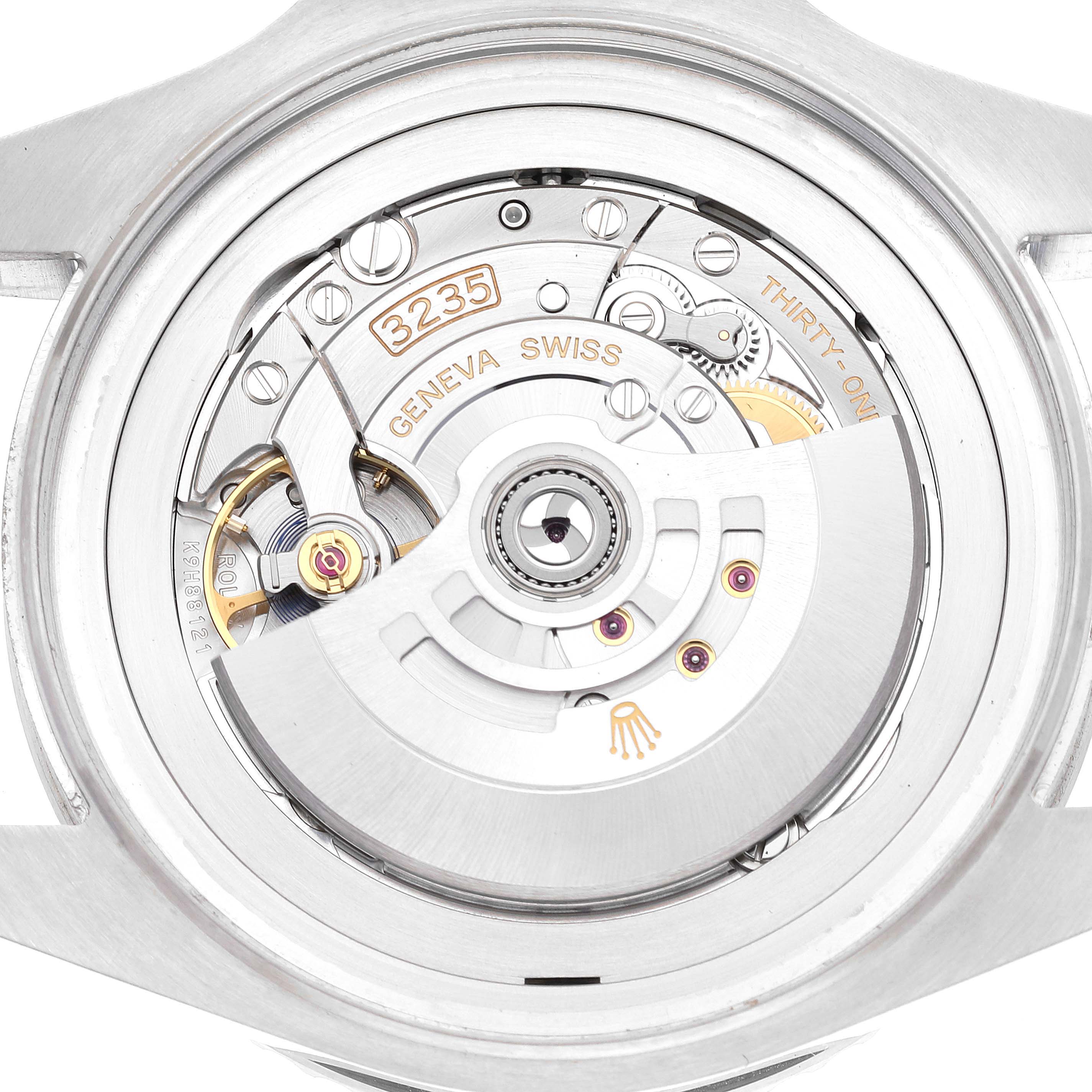 The image shows the movement mechanism of a Rolex Sea-Dweller 136660 Men's Stainless Steel Blue Dial 136660 Men's Stainless Steel Blue Dial watch from a rear angle.