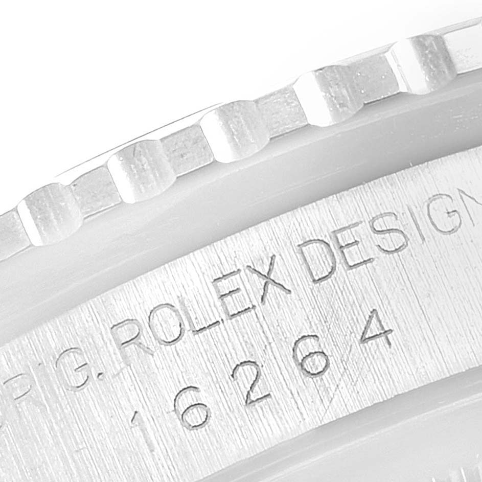 Close-up view of the case side of the Rolex Turn-o-Graph 16264 Men's Stainless Steel White Dial 16264 Men's Stainless Steel White Dial watch, showing part of the bezel and model number engraving.