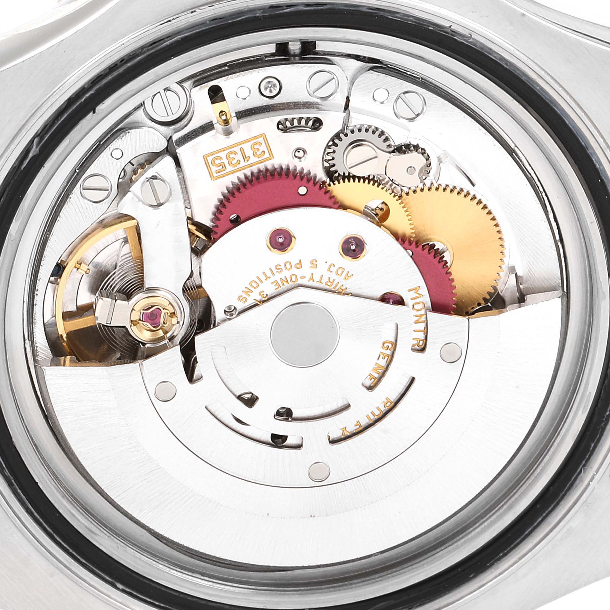 This image shows the open case back view of the movement inside the Rolex Yacht-Master 16622 Men's Stainless Steel Silver Dial 16622 Men's Stainless Steel Silver Dial watch.