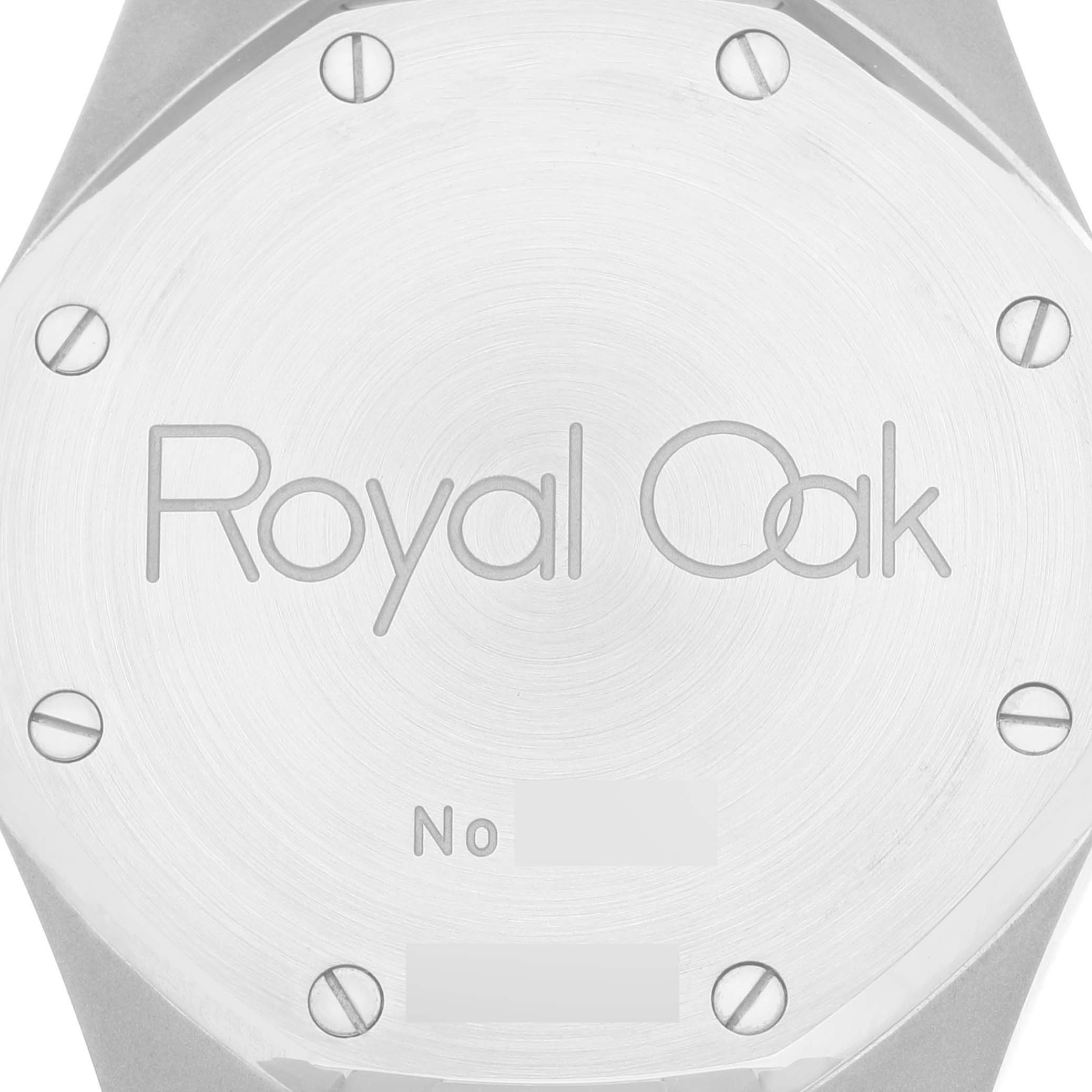 This image shows the case back of an Audemars Piguet Royal Oak 14790ST.OO.0789ST.08 Men's Stainless Steel Blue Dial 14790ST.OO.0789ST.08 Men's Stainless Steel Blue Dial watch.