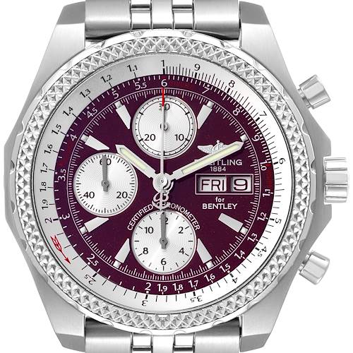 Photo of Breitling Bentley GT Burgundy Dial Steel Mens Watch A13363 Box Papers