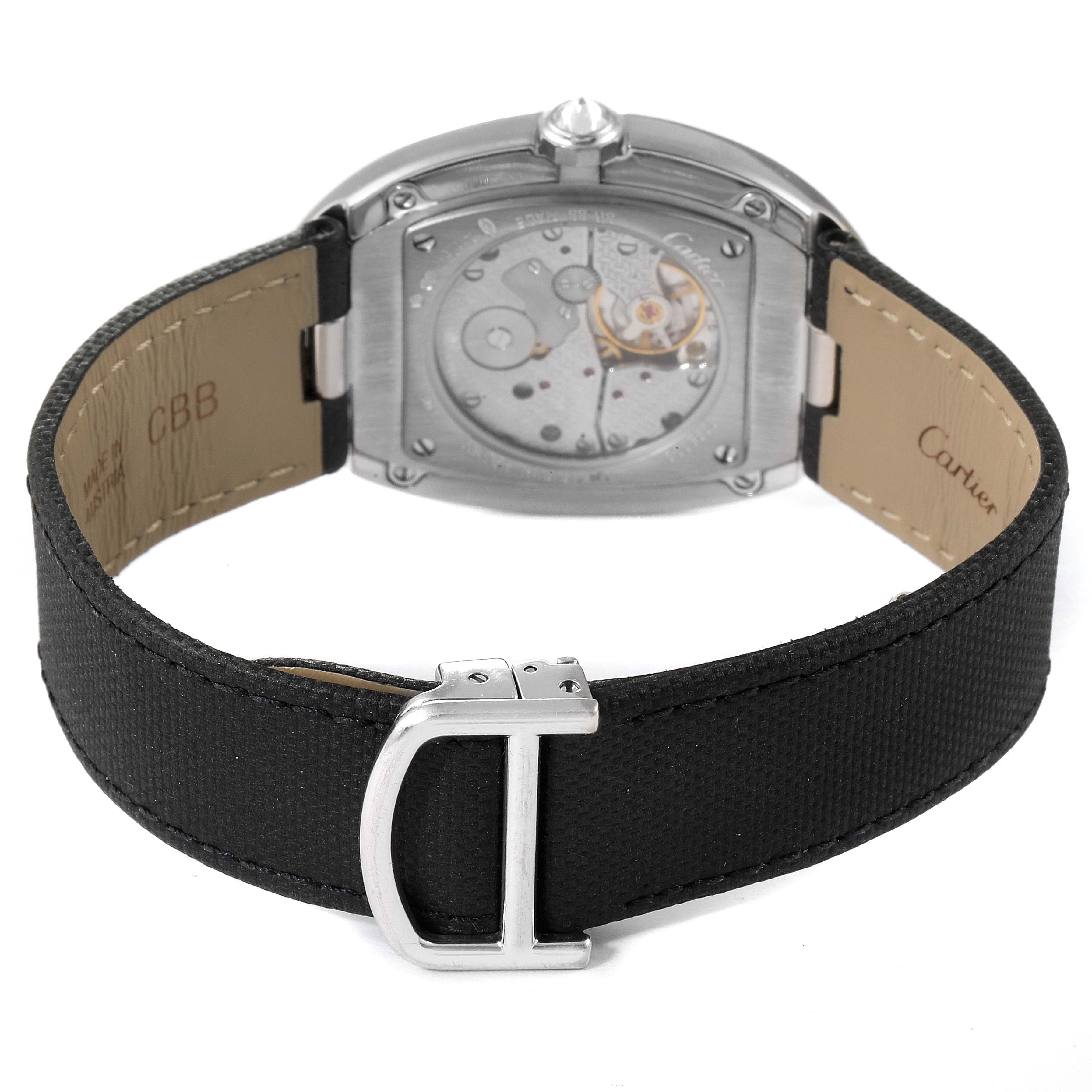 The image shows the back view of a Cartier Baignoire WB520009 Women's White Gold Silver Dial WB520009 Women's White Gold Silver Dial watch, highlighting the strap and buckle.