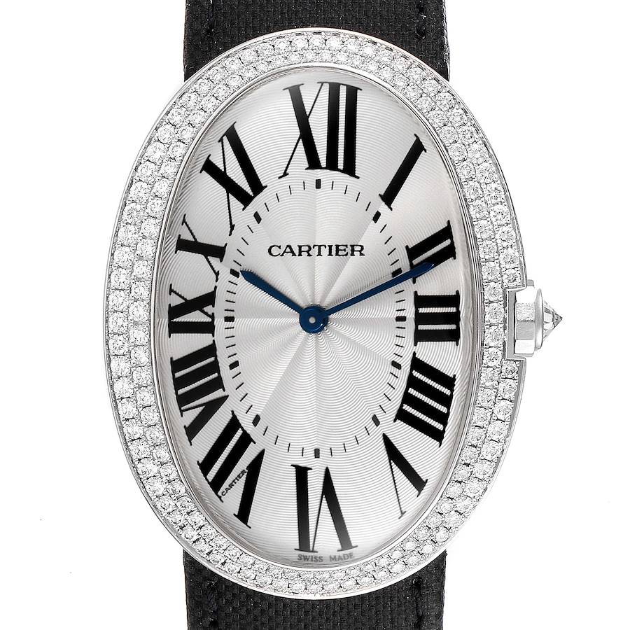 Cartier Baignoire Large White Gold Diamond Ladies Watch WB520009 SwissWatchExpo