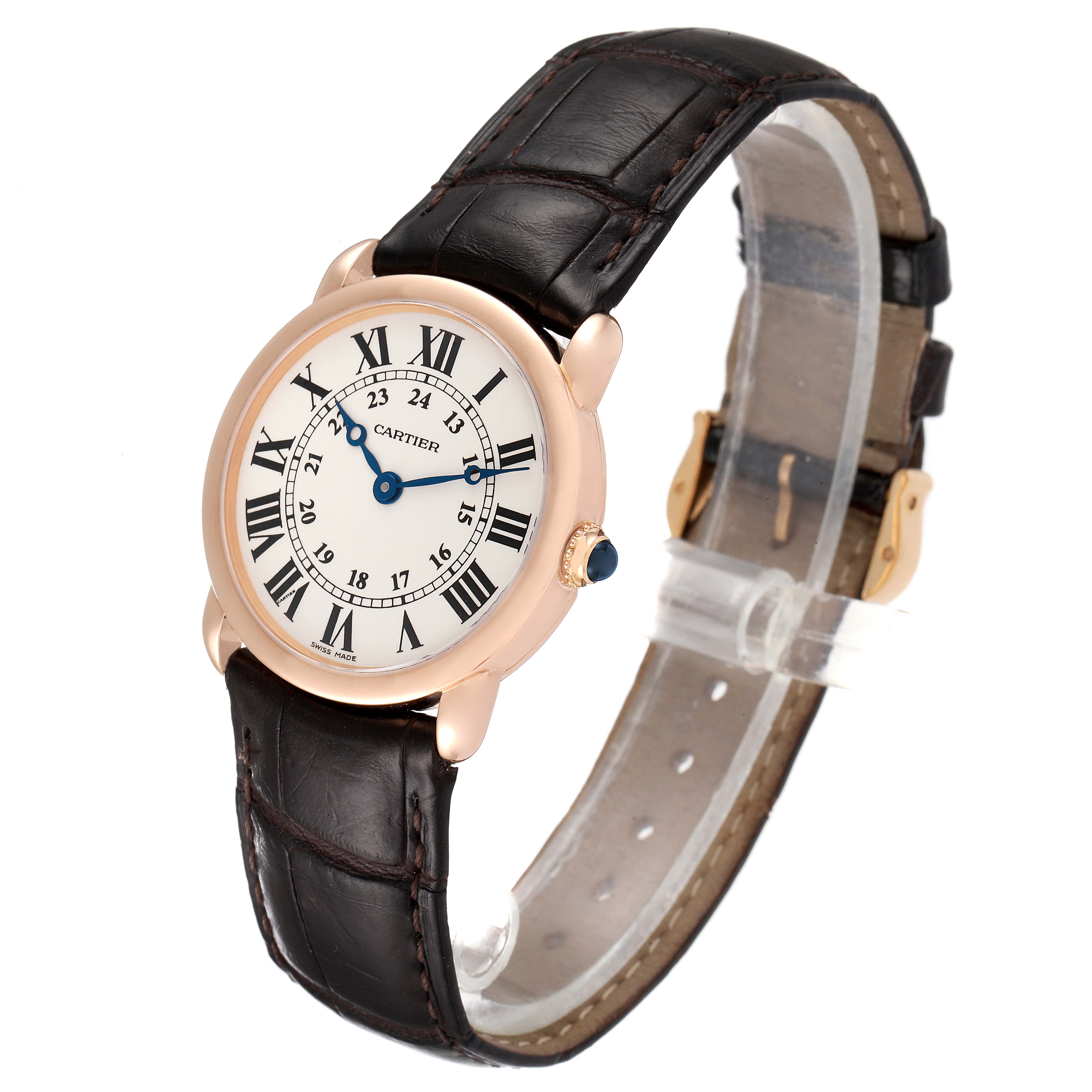 Cartier Ronde Louis Rose Gold Broun Strap Ladies Watch W6800151 ...