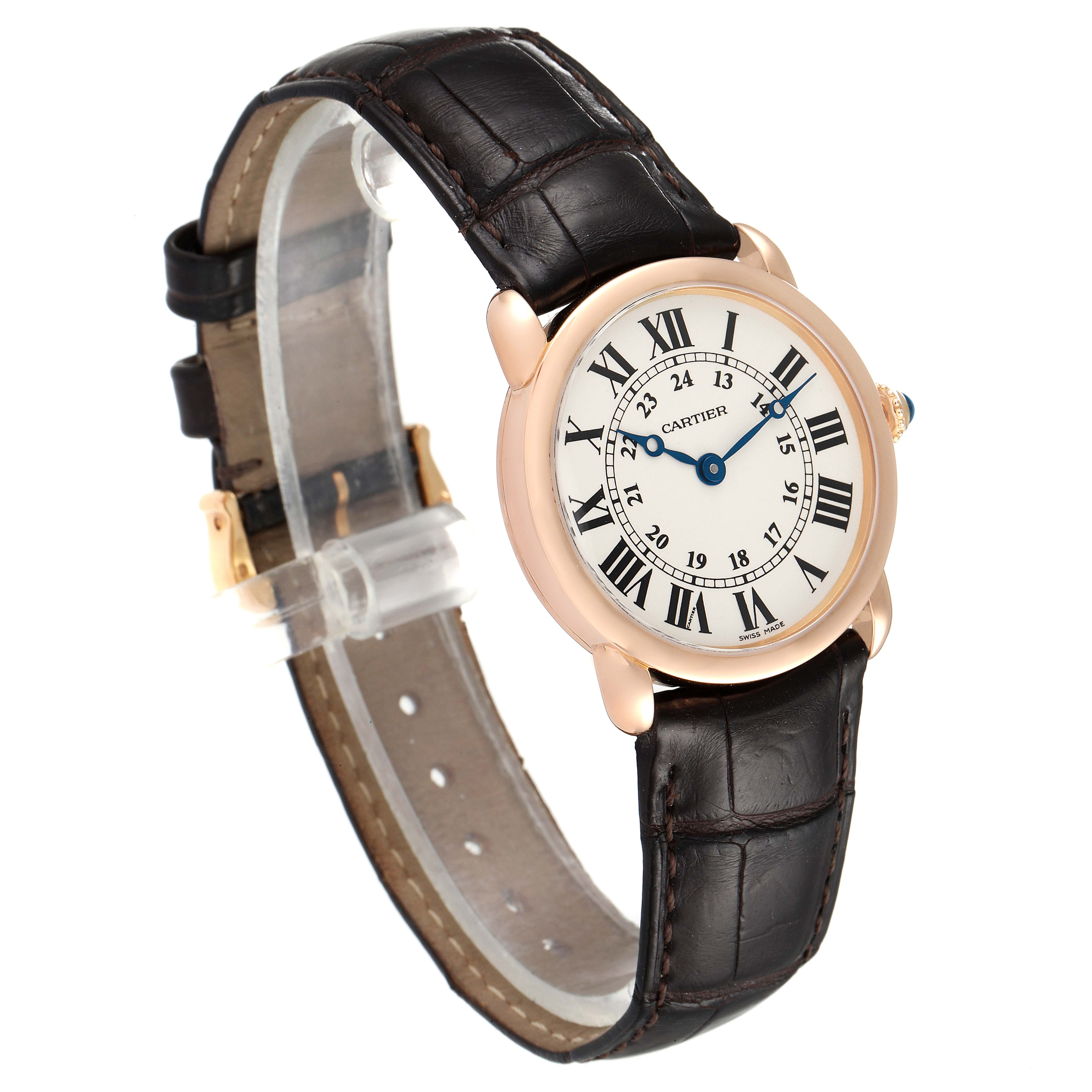 Cartier Ronde Louis Rose Gold Broun Strap Ladies Watch W6800151 ...