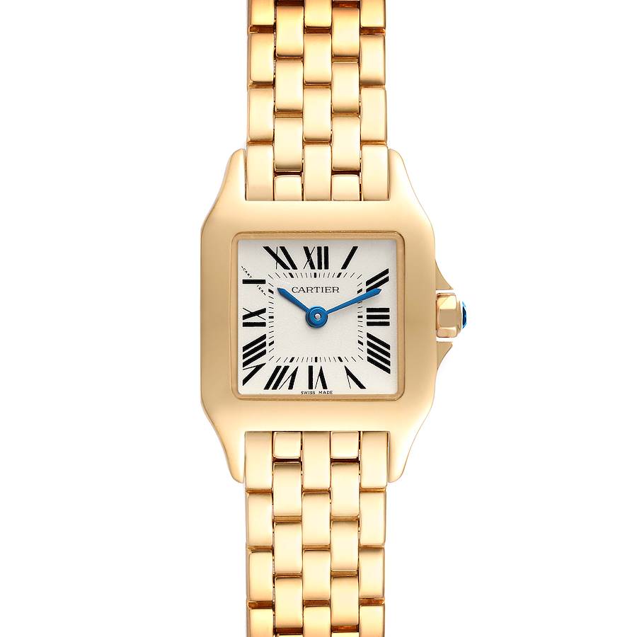Cartier Santos Demoiselle 18k Yellow Gold Silver Dial Ladies Watch W25063X9 SwissWatchExpo