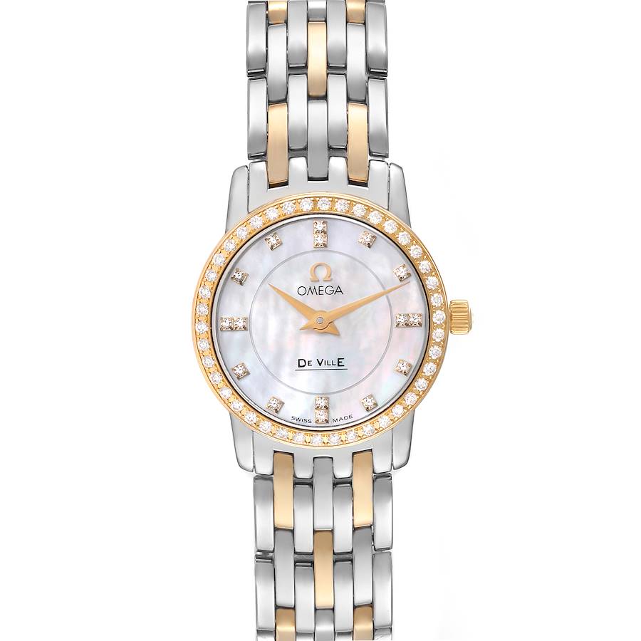 Omega DeVille Mother Of Pearl Diamond Steel Yellow Gold Ladies Watch 4375.75.00 SwissWatchExpo