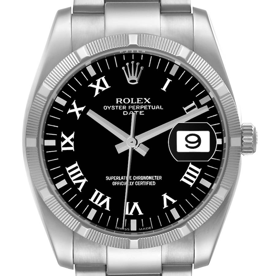 Rolex Date Steel Black Dial Oyster Bracelet Automatic Mens Watch 115210 Box Card SwissWatchExpo