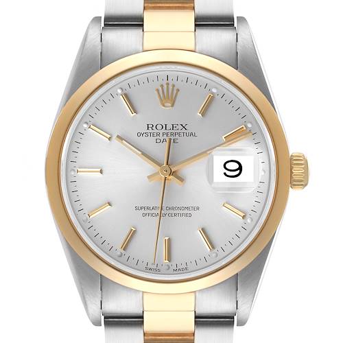 Photo of Rolex Date Steel Yellow Gold Silver Dial Mens Watch 15203