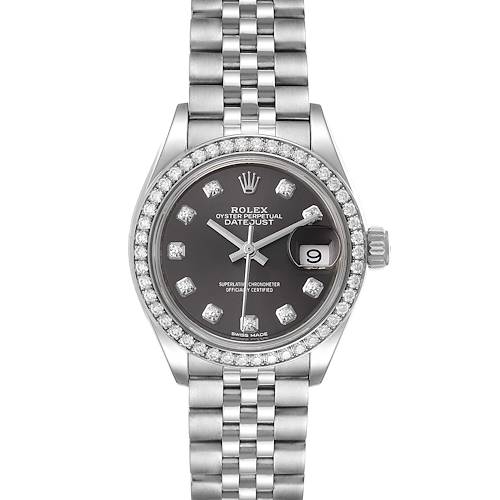 Photo of Rolex Datejust 28 Steel White Gold Grey Dial Ladies Watch 279384 Box Card