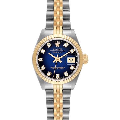 Photo of Rolex Datejust Blue Vignette Diamond Dial Steel Yellow Gold Ladies Watch 69173