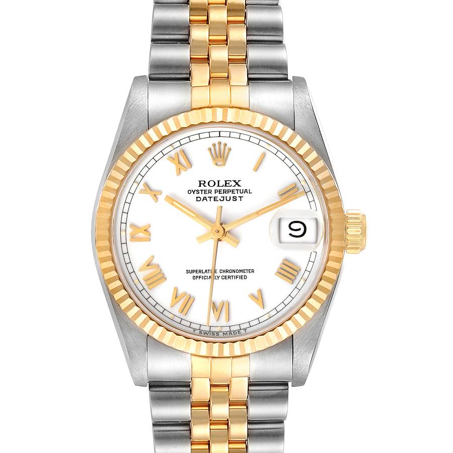 Rolex Datejust Midsize 31 White Dial Steel Yellow Gold Mens Watch 68273 SwissWatchExpo