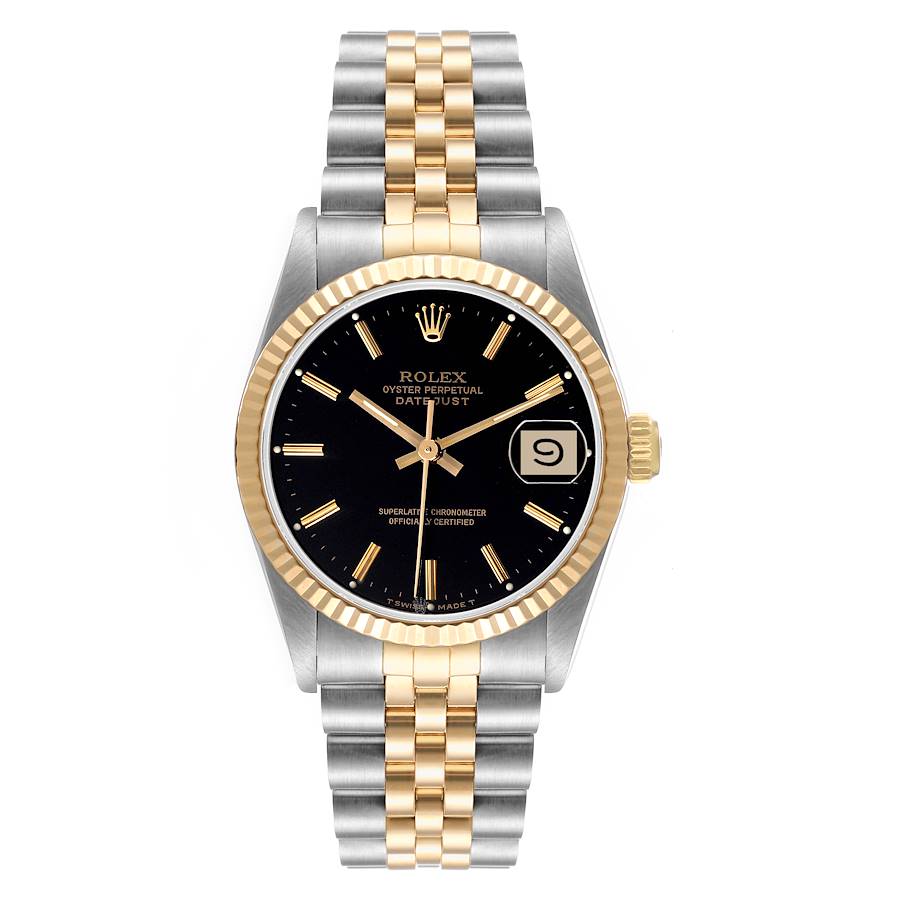 Rolex Datejust Midsize 31mm Steel Yellow Gold Black Dial Ladies 