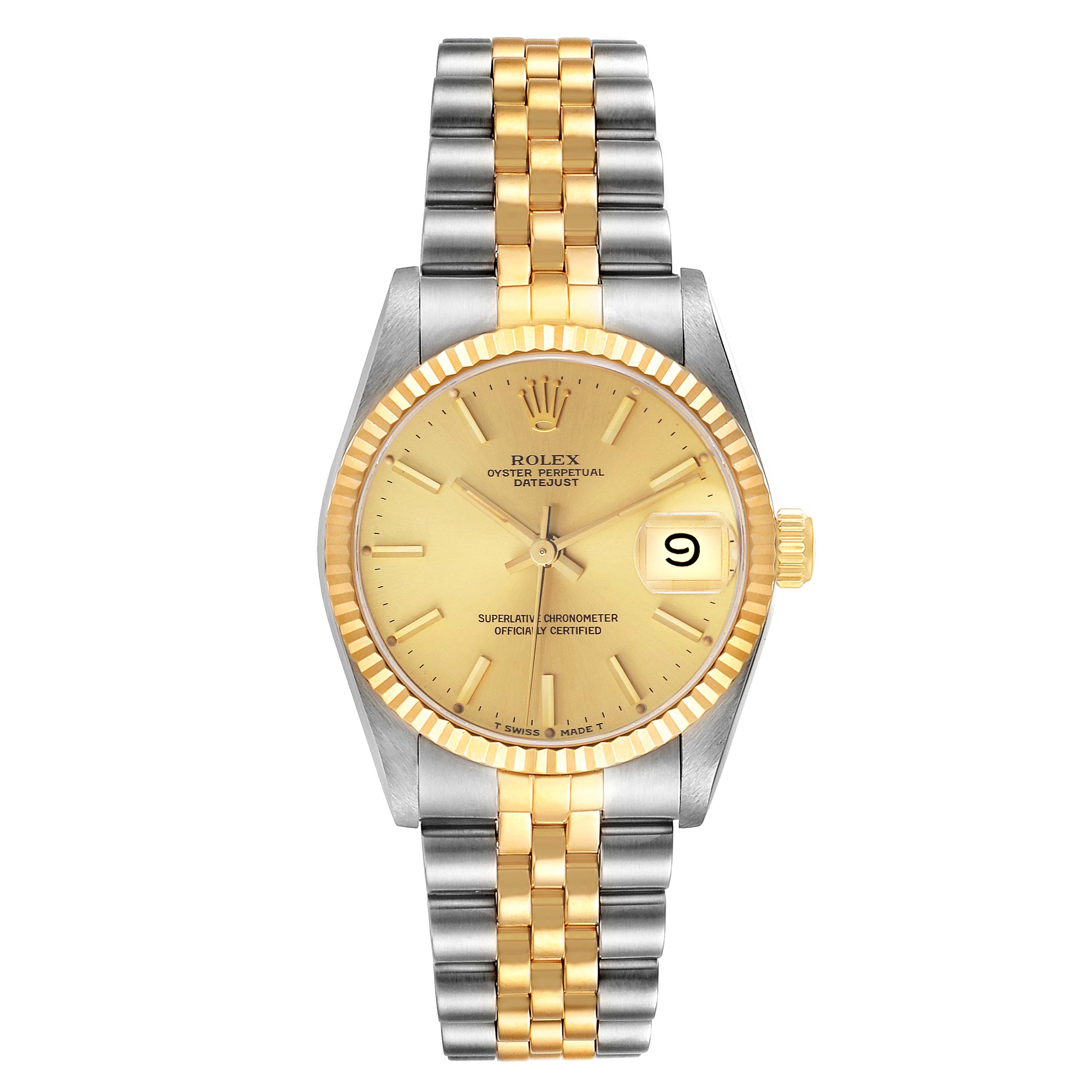 Rolex Datejust Midsize Steel Yellow Gold Ladies Watch 68273 Box Service ...