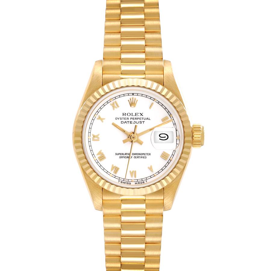 Rolex Datejust President Yellow Gold White Roman Dial Ladies Watch 69178 SwissWatchExpo