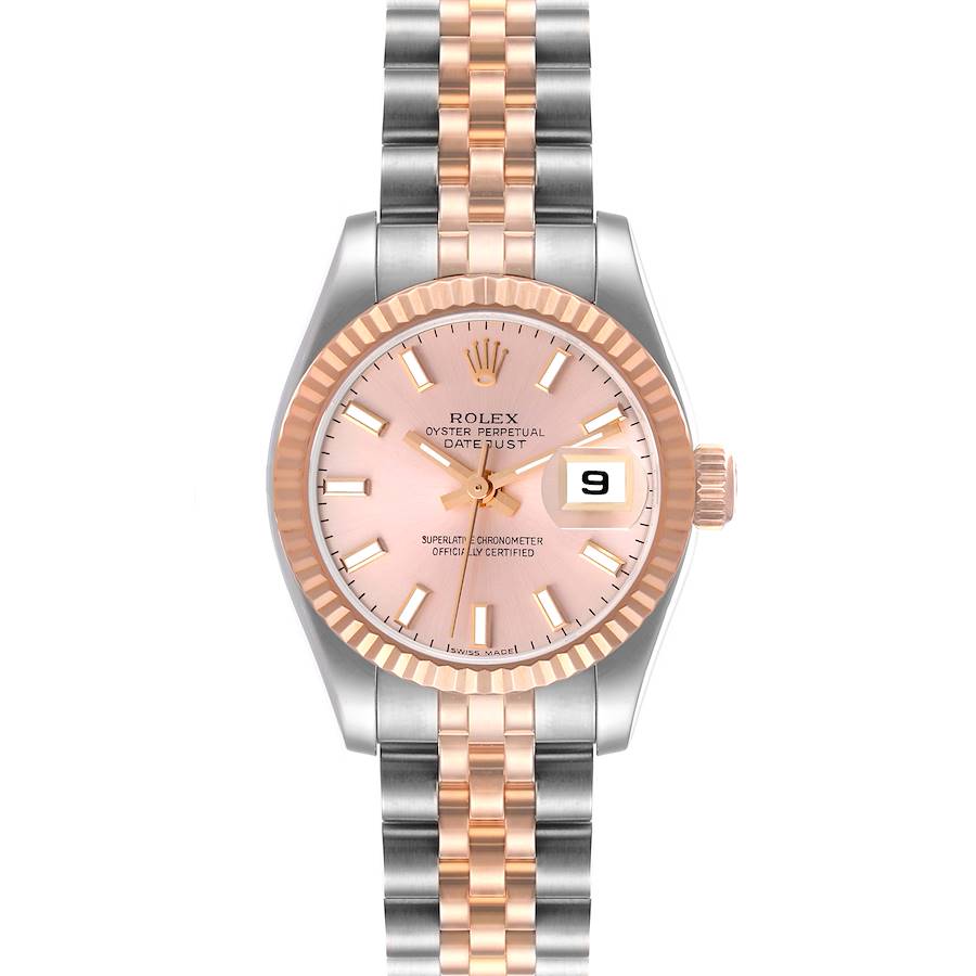 Rolex Datejust Steel Rose Gold Rose Dial Ladies Watch 179171 Box Papers SwissWatchExpo