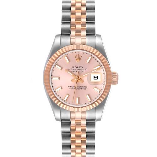 Photo of Rolex Datejust Steel Rose Gold Rose Dial Ladies Watch 179171 Box Papers