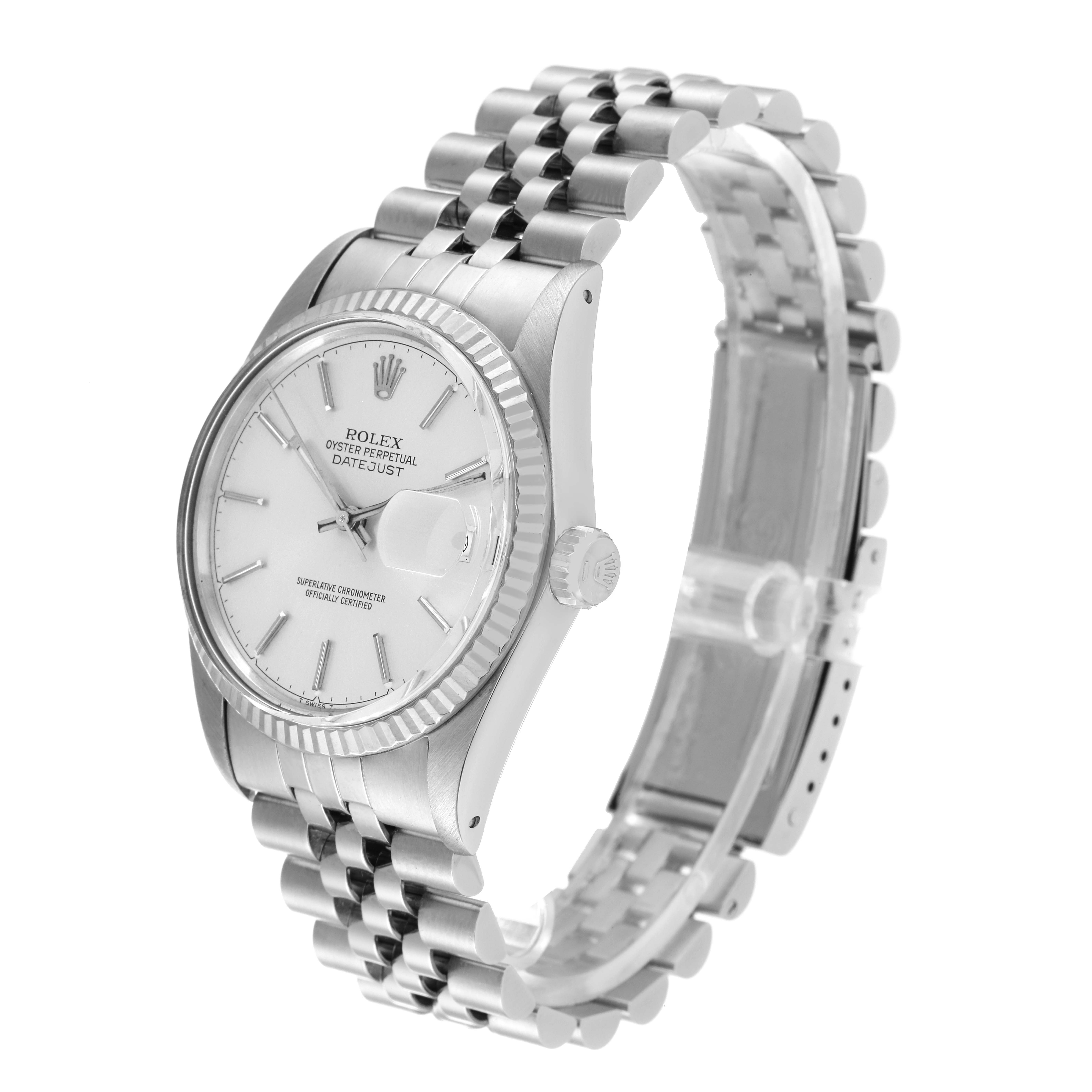 The Rolex Vintage Collection 16014 Men
s Stainless Steel Silver Dial 16014 Men
s Stainless Steel Silver Dial model is shown at a 3/4 view angle highlighting the dial, bezel, crown, and bracelet.