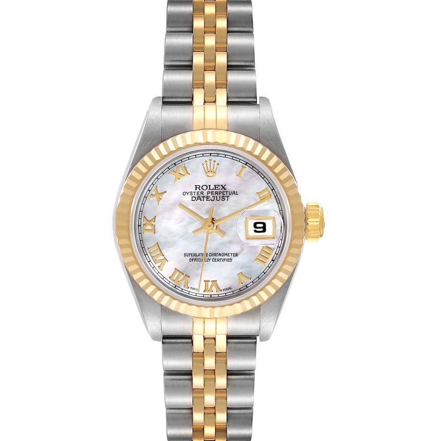 Rolex Datejust Steel Yellow Gold Mother of Pearl Roman Dial Ladies Watch 69173 SwissWatchExpo