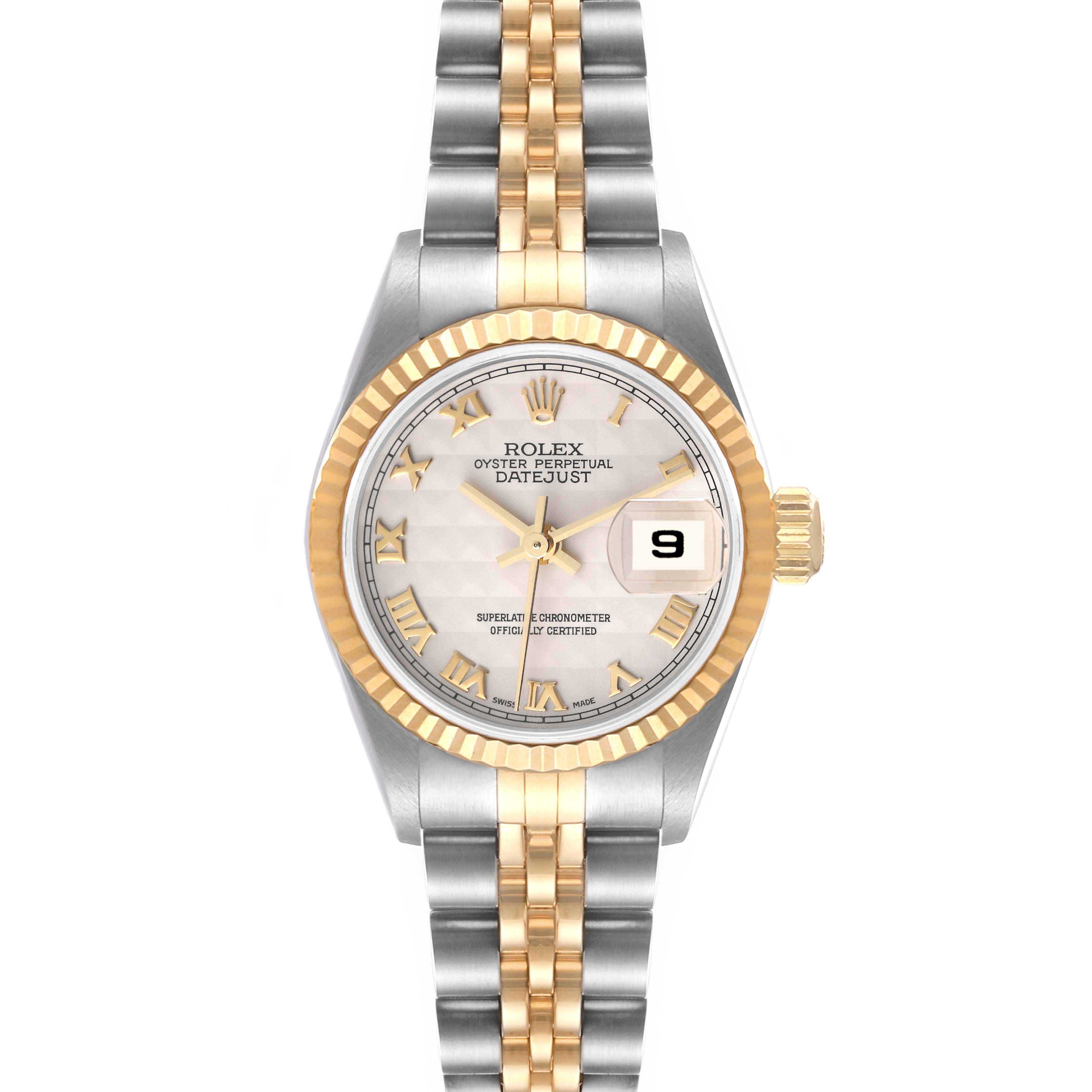 Rolex Datejust Steel Yellow Gold Pyramid Dial Ladies Watch 79173 Box ...