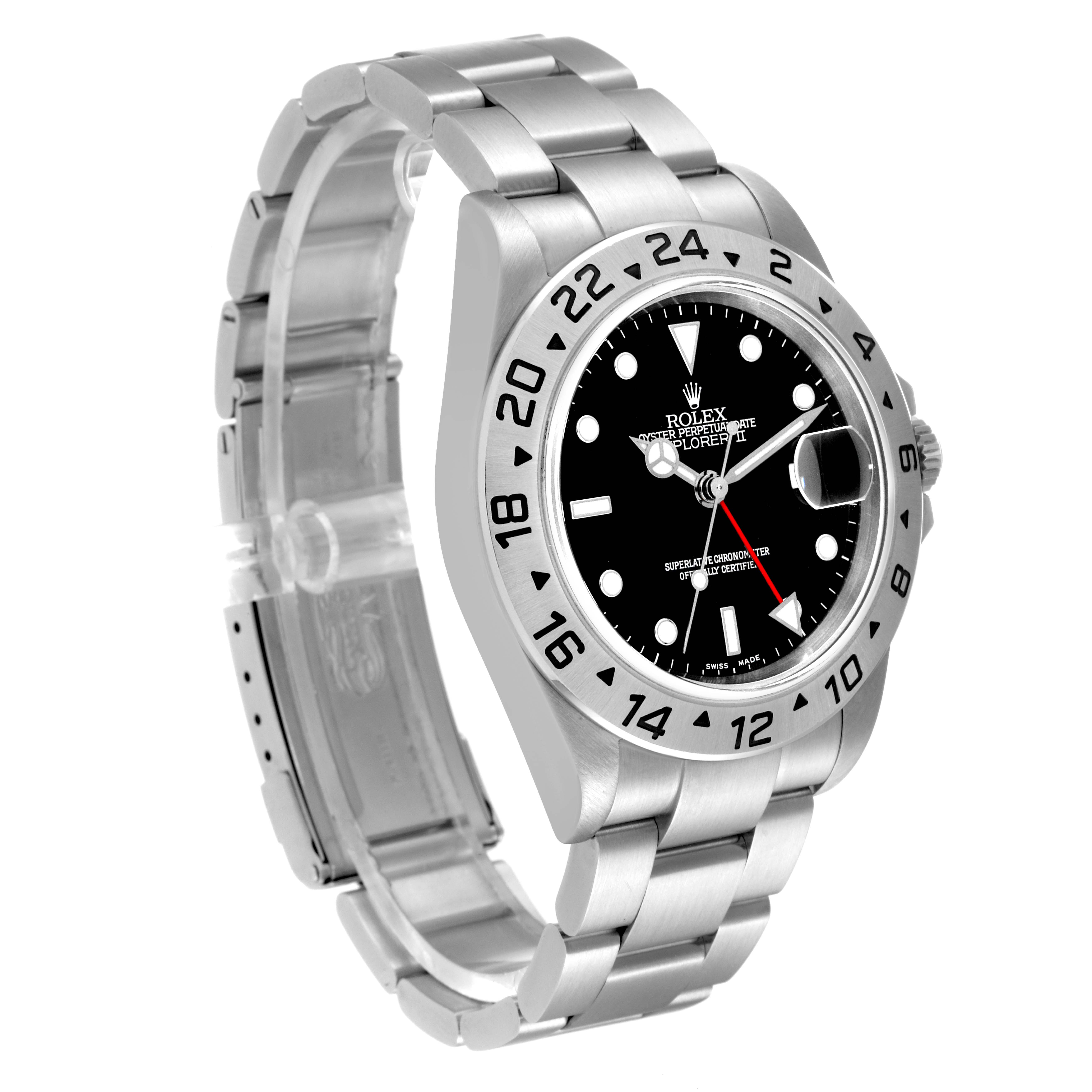The image shows a Rolex Explorer 16570 Men
s Stainless Steel Black Dial 16570 Men
s Stainless Steel Black Dial watch at a three-quarter angle displaying the face, bezel, and part of the bracelet.