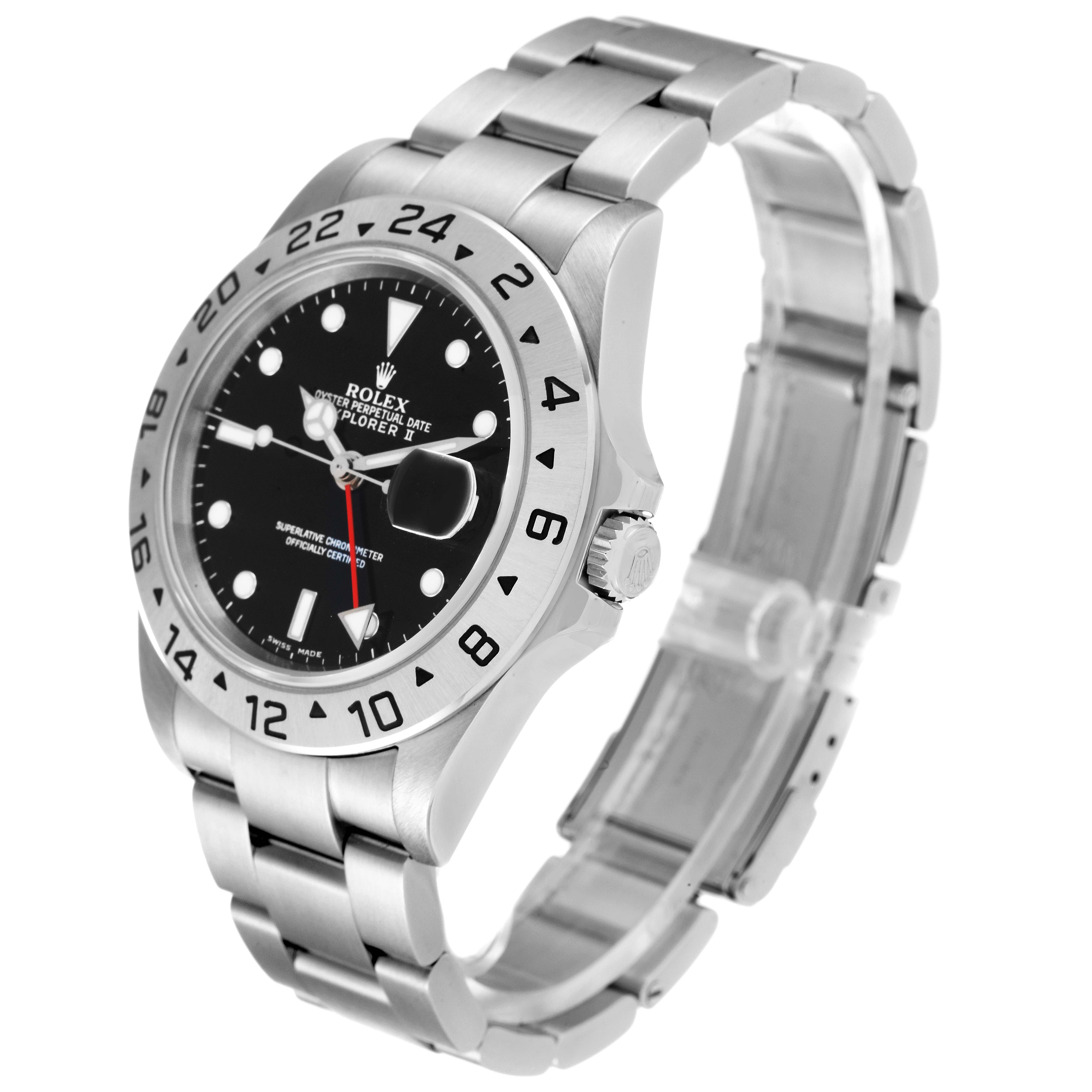 The image shows a side angle of the Rolex Explorer 16570 Men
s Stainless Steel Black Dial 16570 Men
s Stainless Steel Black Dial watch, displaying the case, bezel, dial, crown, and bracelet.