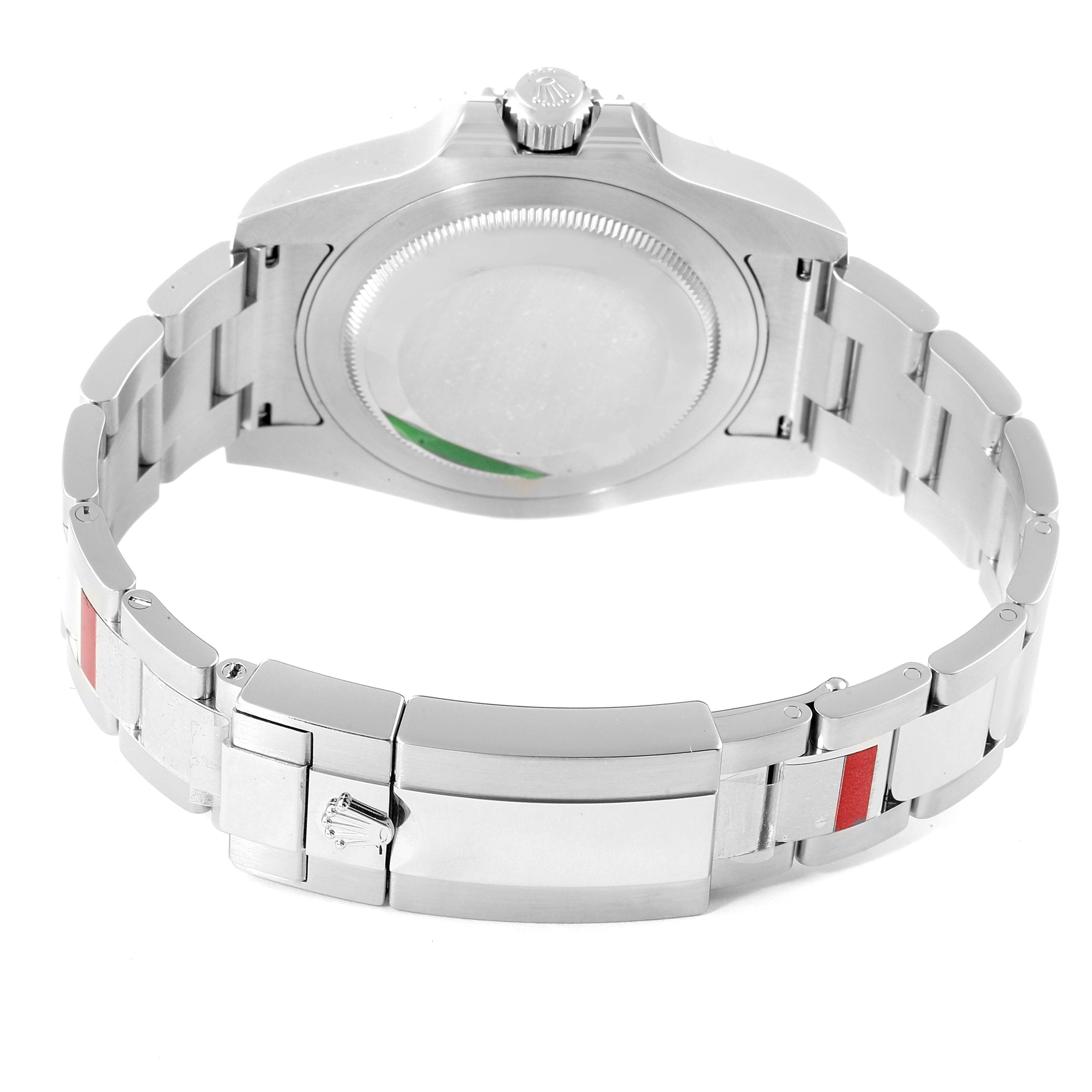 The image shows the back view of the Rolex GMT-Master 116710 Men
s Stainless Steel Black Dial 116710 Men
s Stainless Steel Black Dial watch, highlighting the case back and bracelet clasp.