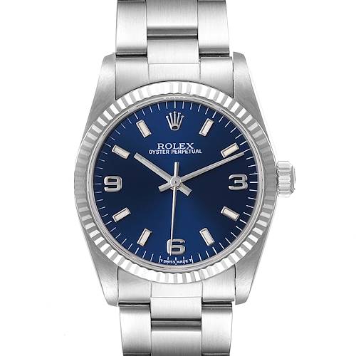 Photo of Rolex Midsize 31 Steel White Gold Blue Dial Ladies Watch 67514 Box Papers