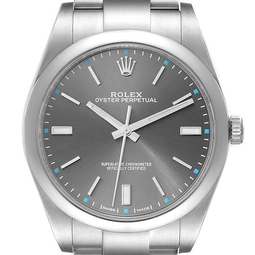 Photo of Rolex Oyster Perpetual 39 Rhodium Dial Steel Mens Watch 114300 Box Card