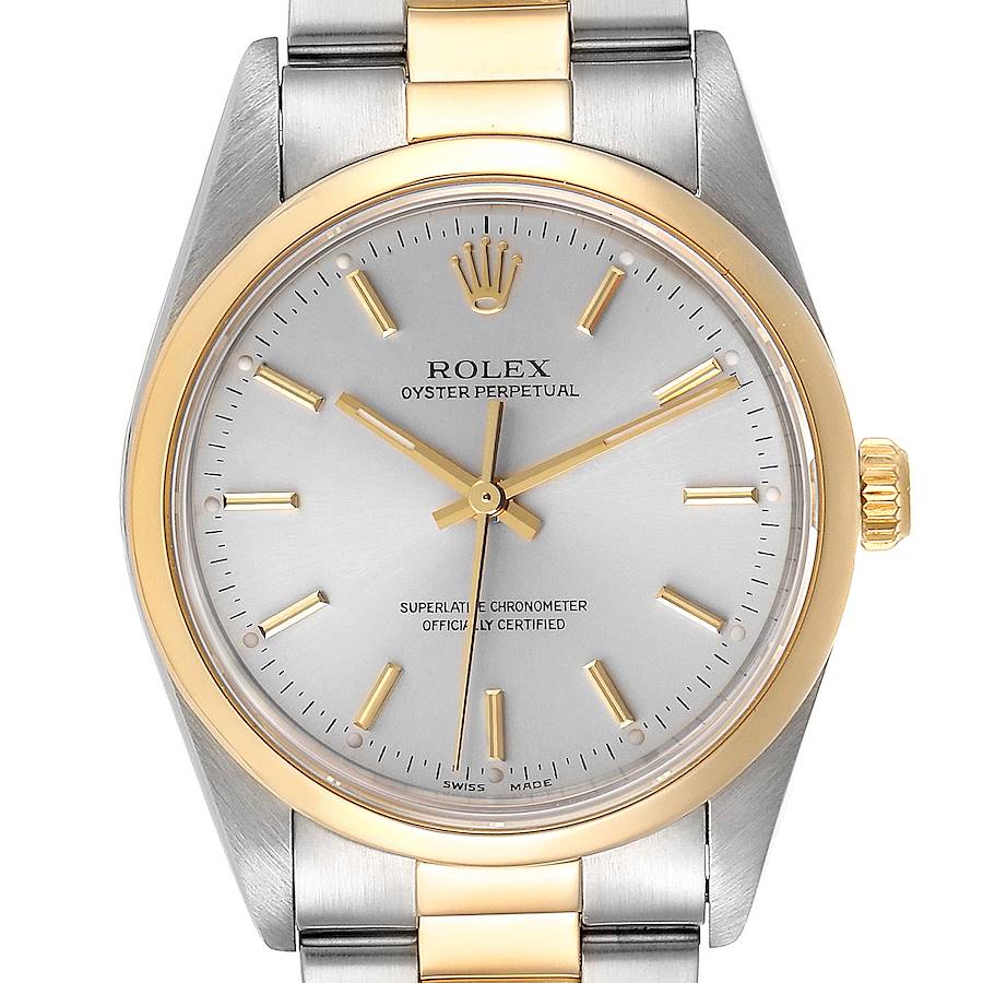 Rolex Oyster Perpetual Steel Yellow Gold Mens Watch 14203 NOS Box Papers SwissWatchExpo