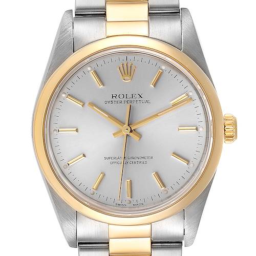 Photo of Rolex Oyster Perpetual Steel Yellow Gold Mens Watch 14203 NOS Box Papers