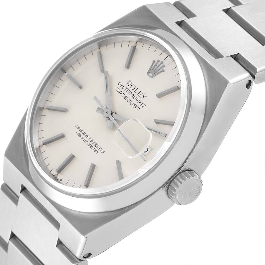 Rolex Oysterquartz Datejust Silver Dial Steel Mens Watch 17000