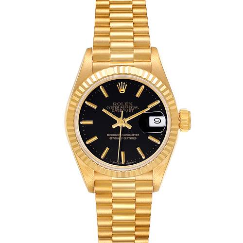 Photo of Rolex President Datejust 26 Yellow Gold Black Dial Ladies Watch 69178