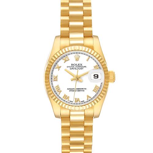 Photo of Rolex President Datejust Yellow Gold White Dial Ladies Watch 179178