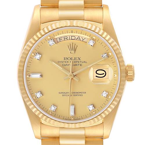Photo of Rolex President Day-Date Yellow Gold Diamond Dial Mens Watch 18038