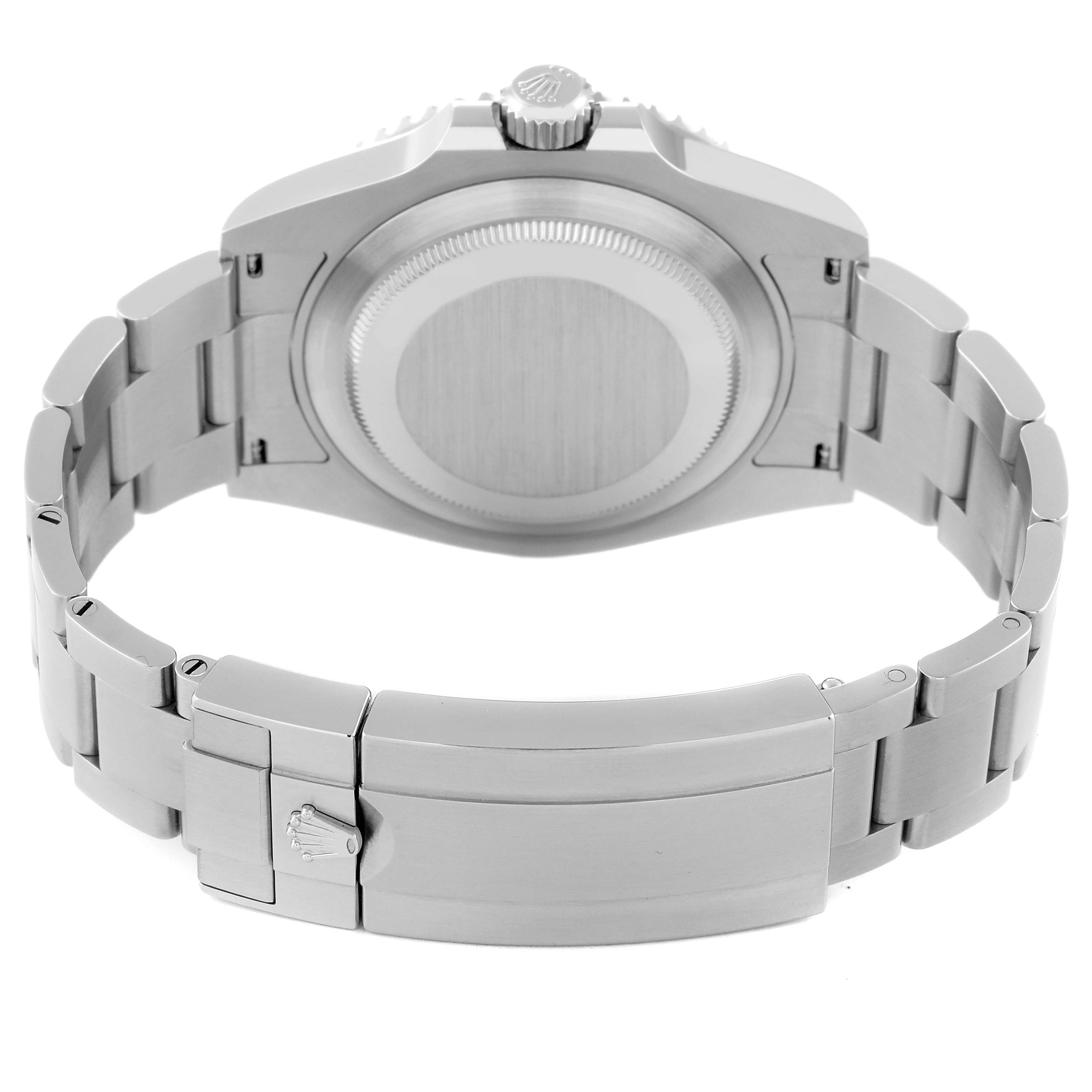 The image shows the back view of a Rolex Submariner 126610 Men
s Stainless Steel Black Dial 126610 Men
s Stainless Steel Black Dial watch, highlighting its case back, crown, and bracelet clasp.