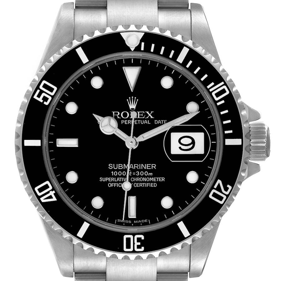 Rolex Submariner Black Dial Steel Mens Watch 16610 Box Card SwissWatchExpo