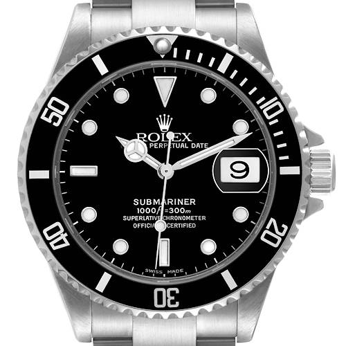 Photo of Rolex Submariner Black Dial Steel Mens Watch 16610 Box Papers