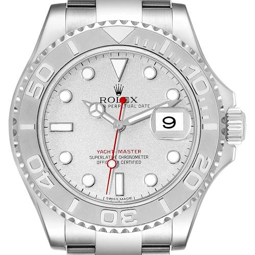 Photo of Rolex Yachtmaster Platinum Dial Steel Mens Watch 116622 Box Card