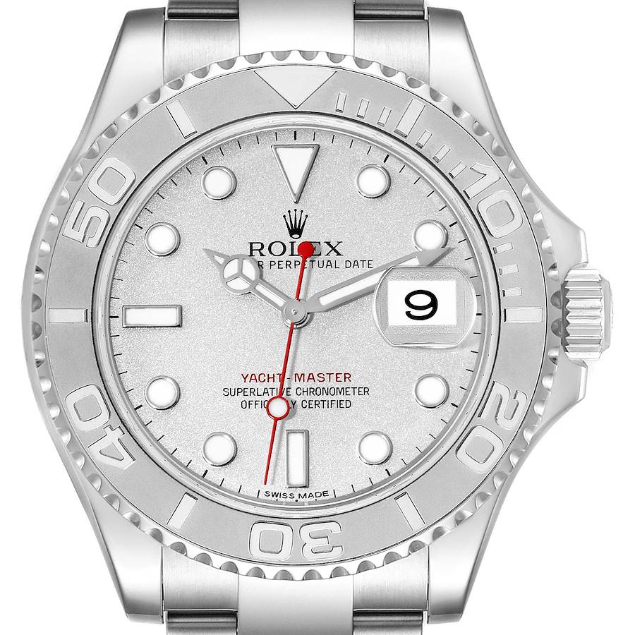 Rolex Yachtmaster Platinum Dial Steel Mens Watch 116622 Box Card SwissWatchExpo