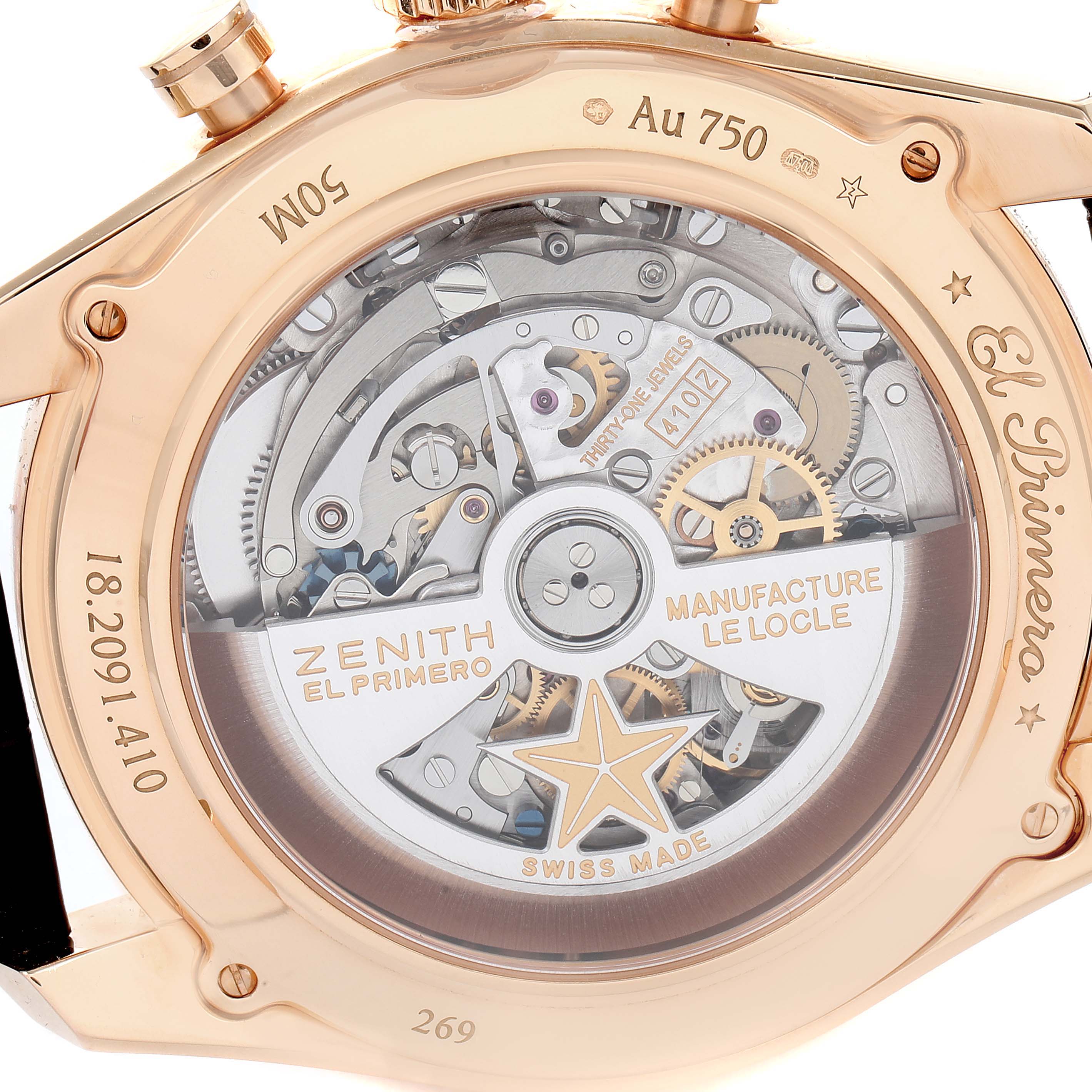 Zenith El Primero 410 Complete Calendar Moonphase Chronograph Rose Gold